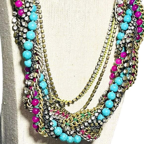 Retired STELLA & DOT Bamboleo Jade Turquoise Crystal  Necklace Retail $228 - Picture 5 of 8